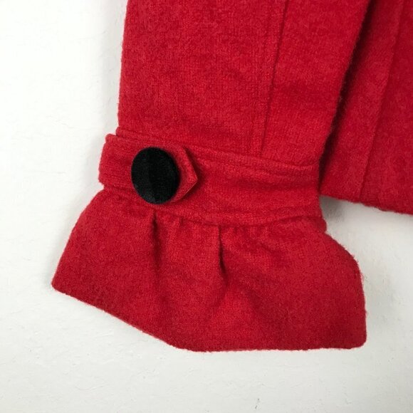 Qton Los Angeles Red Wool Blend Velvet Trim Blazer Size Small - Picture 5 of 12